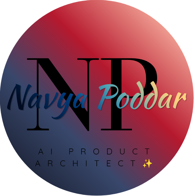 Navya Poddar personal brand mark: NP monogram, AI Product Architect